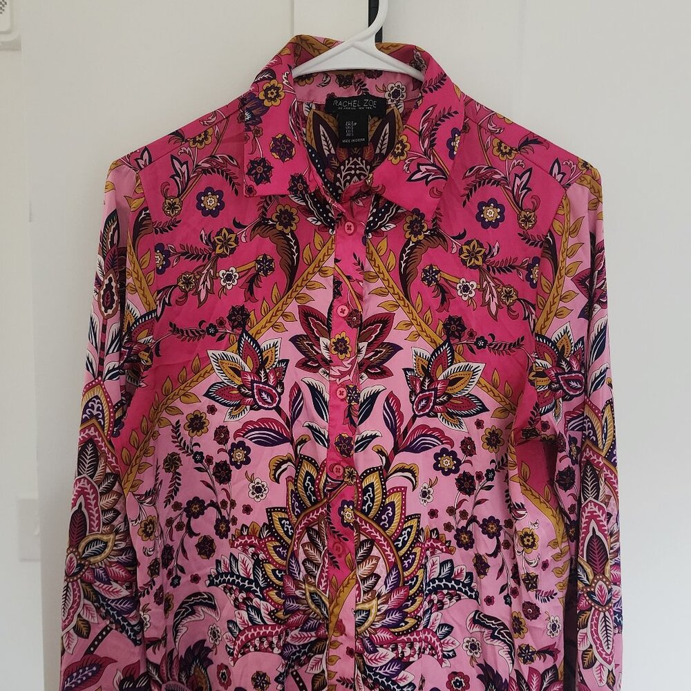 Rachel Zoe Button down Long Sleeve Paisely Blouse